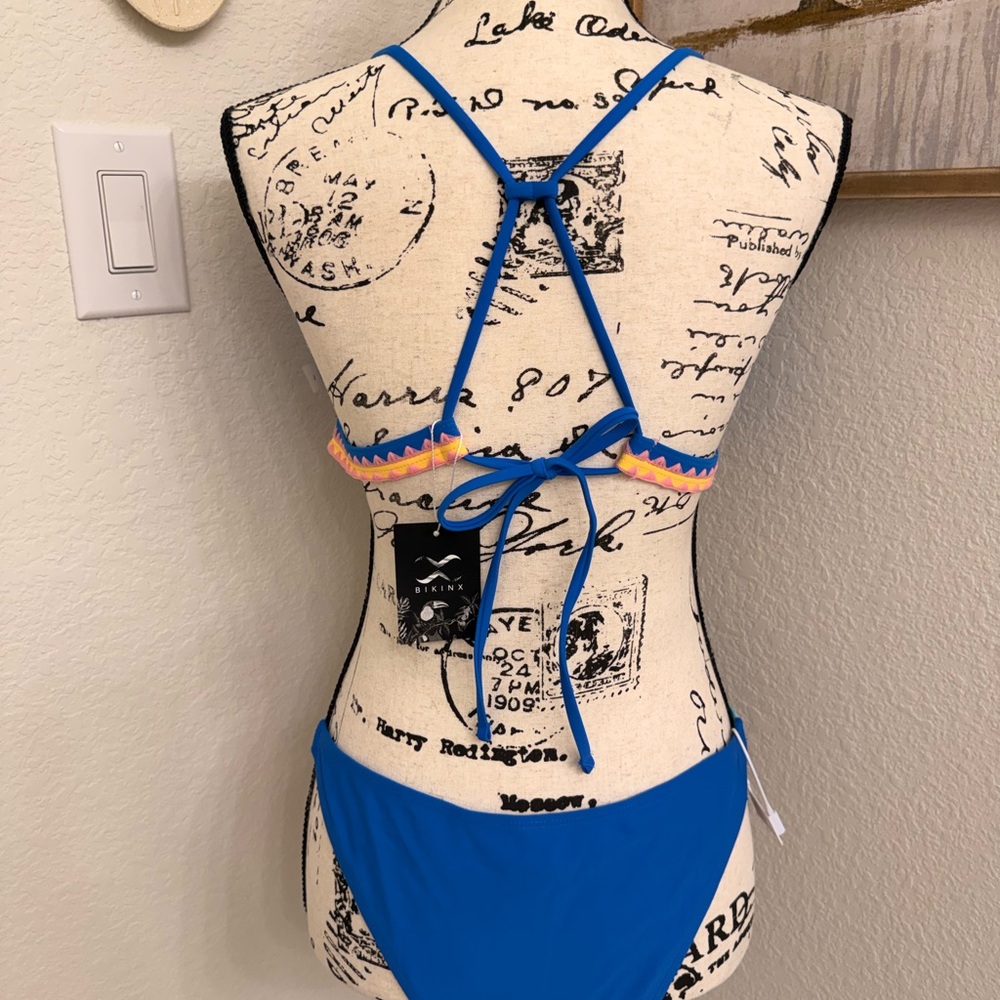 Blue Triangle Bikini with Pink Accents - Picture 7 of 13